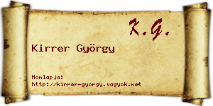 Kirrer György névjegykártya