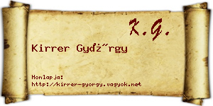 Kirrer György névjegykártya